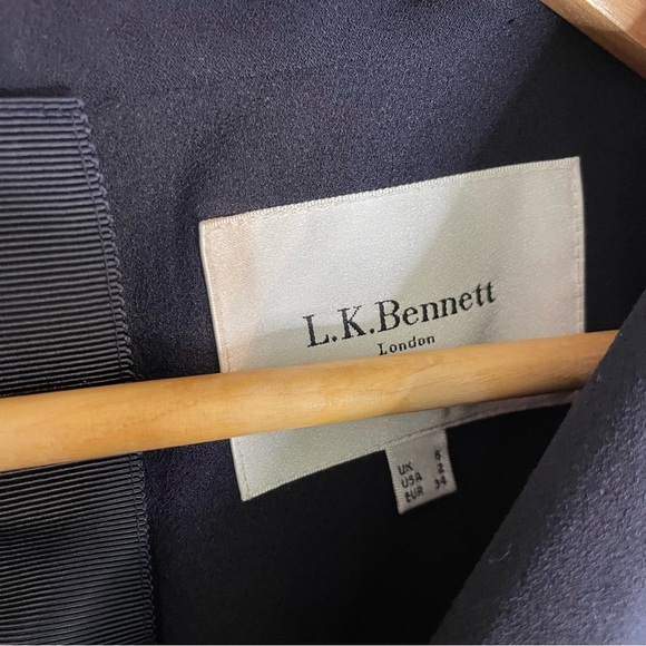 LK Bennett Dress Dr Lamarie Sheath ladies size 2 dark navy Draped Crepe preppy - Picture 5 of 9